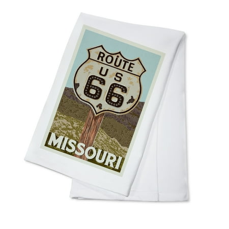 66 Kitchen - Missouri - Route 66 - Letterpress - Lantern Press Artwork (100% Cotton Kitchen Towel)