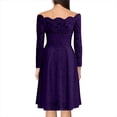 thumbnail image 3 of Women's Lace Dress One-Line Neck Clothing Business Fashion Trend Women's Gown Tight Fitting Elegant Atmospheric Dresses Women Evening Dress Purple XL, 3 of 3