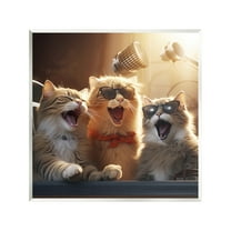 Stupell Industries Trendy Singing Cats Animals & Insects Painting Unframed Art Print Wall Art, 12 x 12