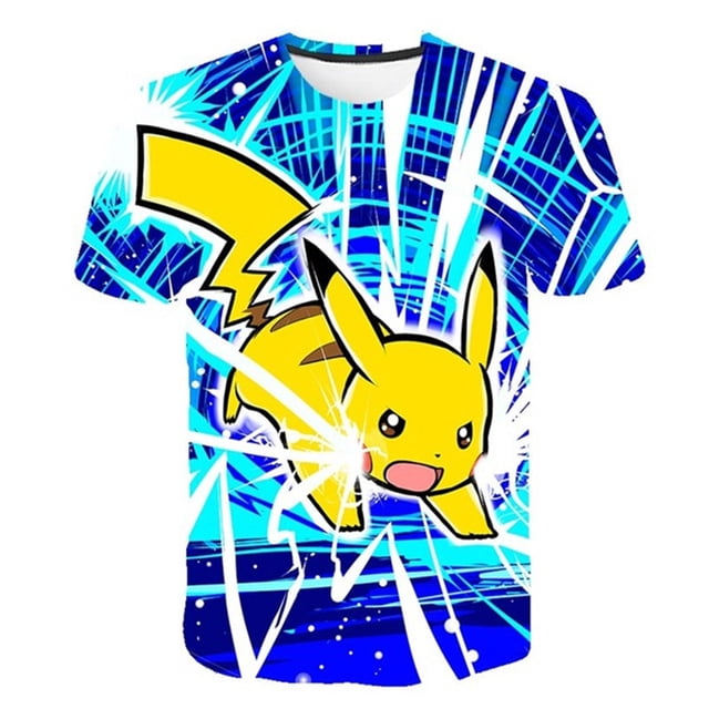 Camisetas de Pokémon para niños y niñas, ropa de Pikachu, Squirtle, 3D, juego de Anime, dibujos animados, moda Hip Hop, Verano