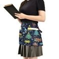 thumbnail image 2 of Yayeee Waist Apron with Pockets for Cooking Waterproof Half Server Aprons, Dark Blue Christmas, 2 of 7