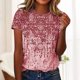thumbnail image 5 of Camisetas De Manga Corta Camiseta informal para mujer, cuello redondo, retro, floral, elegante, de moda, uso diario (rojo M) Cgtredaw para Mujer Rojo T XL, 5 of 7