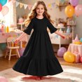 thumbnail image 5 of Girls Tiered Maxi Dresses Half Sleeve Ruffle Hem Long Dress Summer Casual Vacation Outfits Black, Size 9 Y, 5 of 7