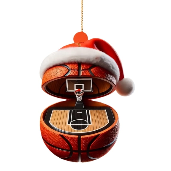 Clearance Under $1.19! Acrylic Basketball 2D Flat Acrylic Hanging Ornament for Tree and Sports Fan Holiday Decor