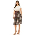 thumbnail image 4 of Women's Elegant Solid A-Line Midi Skirt with High Waist and Satin Tie Belt, 4 of 6