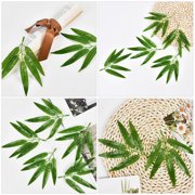 HOMEMAXS 60 Pcs Plastic Bamboo Leaves Fake Artificial Large Simulation Green