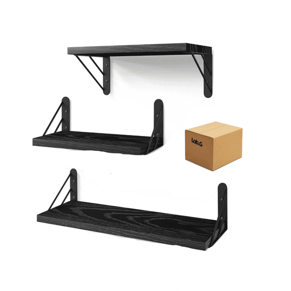 Repisas Flotantes Madera Modernas Estantes Baño Topon 3pcs Lab.G Negro