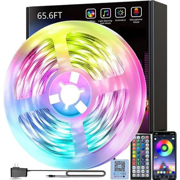 Smareal Led Lights 65.6ft, Smart APP Control Music Sync Led Strip Lights RGB Color Changing Led Lights Strips with Remote Led Lights for Bedroom Kitchen and Party