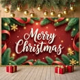 thumbnail image 6 of Red Background Christmas Banner Gold Snowflakes Merry Christmas Banner Pine Branches Red Ribbons Xmas Banner for Christmas Party Family Gathering Indoor Decoration, 6 of 8