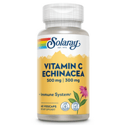 Solaray Vitamin C & Echinacea Root | Healthy Immune System Support w/ 500 mg Vit C & 300 mg Echinacea Per Capsule | Non-GMO & Vegan | 60 VegCaps