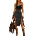thumbnail image 6 of Wxolcjlv Womens Ruffle Asymmetrical Midi Skirt High Waist Slit Skirts, 6 of 9