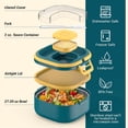 thumbnail image 4 of Yhmxh Stainless Steel Bento Box, Leak-Proof Single Layer Lunch Box with Removable Compartments and Reusable Cutlery, BPA-Free Portable Lunch Container Dishwasher Safe Salad Container, Blue, 4 of 6