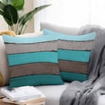 thumbnail image 2 of Teal Gray Wood Grain Outdoor Pillow Covers Set of 2 Countryside Stripe Waterproof Throw Pillow Case Decorative Square Cushion Cover for Patio Couch Garden Balcony, 18"x18", 2 of 9