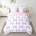 thumbnail image 2 of Manfei Teens Girls Cute Bow-Tie 7-Piece Bedding Comforter Set,Dreamy Princess Bowknot King Bedding Sets,Polka Dots Ultra Soft Bed Sheets,Ultra Soft Home Decor,Reversible, 2 of 8
