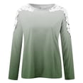thumbnail image 4 of miqiqism Great discounts！Fall Gradient Tops for Women Crew Neck Long Sleeve Shirts Trendy Lace Floral Stitching Print Blouses Basic Tees Lady Boho Floral Clothing,Shading_Green,X-Large, 4 of 5