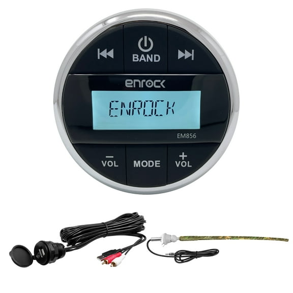 Enrock Multimedia Gauge Mount Marine Grade Bluetooth Receiver, Universal USB/3.5MM Auxiliary Interface Mount, Rubber Mast Long-Range Marine Boat/Yacht Radio Antenna (Camouflage)