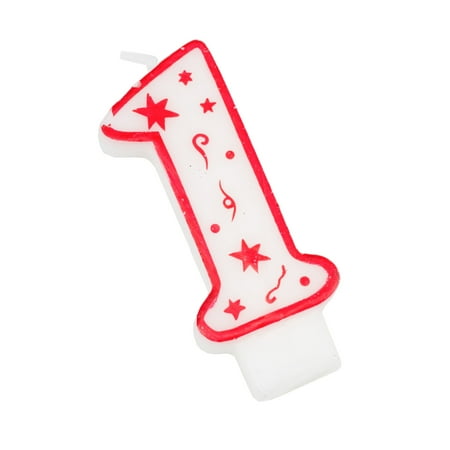 Chef Craft Classic Numeral Candle, Number 1, 3 inch, White/Red