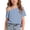 Blue, variant on Girls Color Block Striped Tee Tops One Shoulder Short Sleeve Baggy Soft Shirts Summer Casual Bassic Shirts Purple 11 Years