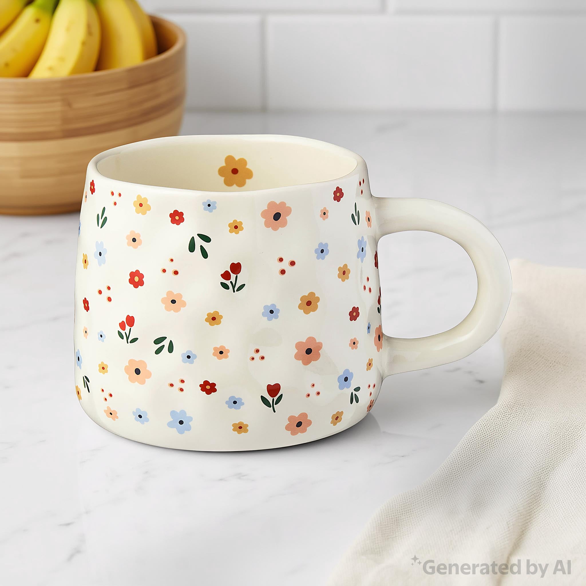 Mainstays Stoneware 13.5oz Floral Mug