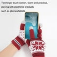 thumbnail image 6 of Xfvqtps Mens and Womens Touchscreen Gloves Christmas Snowflake Print Thickened Plush Lining Knitting Windproof Warm for Cold Weather Winter Full Fingered Mittens Red, 6 of 9