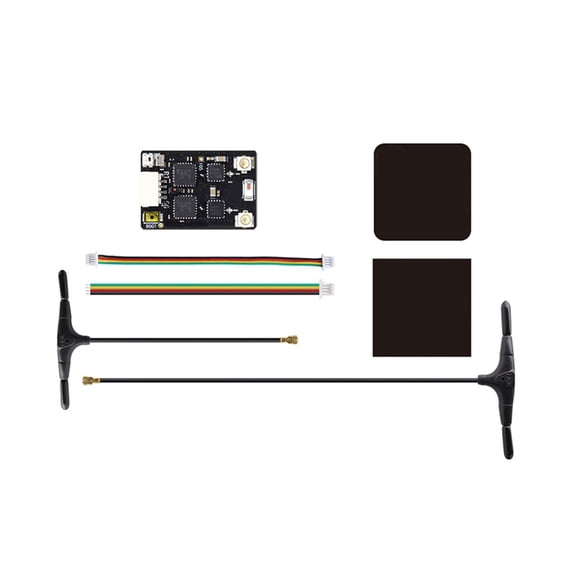 ELRS GEMINI RX Dual Receiver 2.4Ghz 150mm & 90mm Antennas for Enhanced RC FPV Drone Racing Performance,1 * Dual Receiver,Black