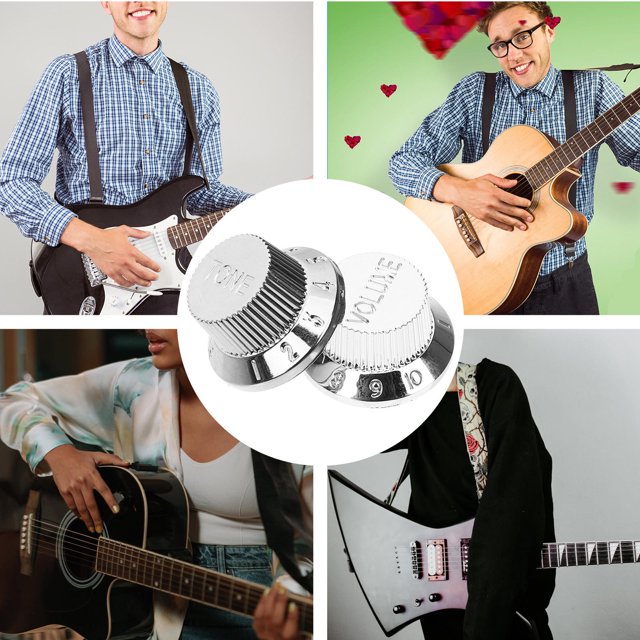 OUNONA 4Ud Perillas Para Volumen De Guitarra Eléctrica Color Plata Compatibles Con Varios Instrumentos