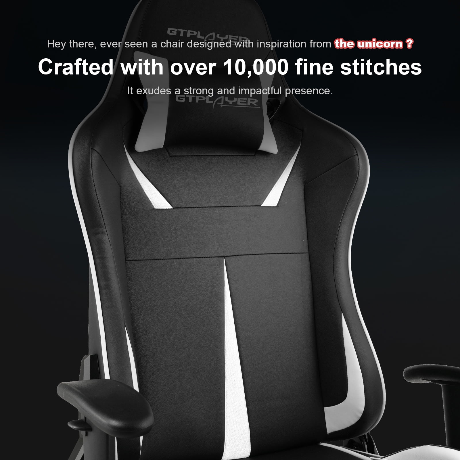 GTRACING Music Gaming Chair with Footrest Ergonomic Reclining PU Leather Office Chair, White