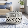thumbnail image 3 of LR Home Small Over-tufted Chevron Indoor Square Pouf, Black/White, 18" x 18" x 14", 3 of 10