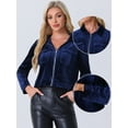 thumbnail image 2 of DARING DIVA Cropped Velvet Long Sleeve Zip Up Jacket XS Royal Blue, 2 of 6