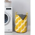 thumbnail image 3 of Cartoon Laundry Bag, Natural Theme Milk Boiled Corns Pattern in Repeating Style on Plain Background, Basket with Handles Drawstring Closure for Laundromats, 13" x 19", Orange Mustard, by Ambesonne, 3 of 4
