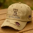 thumbnail image 4 of 250th Anniversary USA Hat, Distressed Ragged Cap1776-2026 Patriotic Baseball Caps, for Men Women Vintage-Style Adjustable Beige, 4 of 5