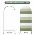 thumbnail image 4 of Sage Green White Striped Arch Backdrop Cover, Spandex Fitted Wedding Arch Cover, Farmhouse Stripes Round Top Stand Covers for Birthday Ceremony Bridal Shower Party Decor 4x1.65 Ft, 4 of 9