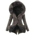 thumbnail image 4 of Winter Warm Women Faux Fur Hooded Cotton Down Jacket Casual Outwear Long Overcoat, 4 of 7