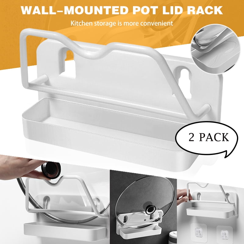 LNKOO 2 Pcs Pot Lid Rack, Wall Mounted Pan Lid Organizer Holder, Punch