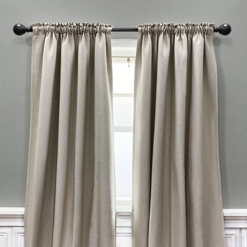 Lumi 1" Matte Black Ball Single Curtain Rod, 72-144"
