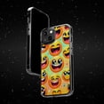 thumbnail image 6 of DistinctInk Hybrid (Acrylic / TPU) Clear Slim Fit Case for Apple iPhone 14 (6.1" Screen) - "Delightful Array: Vibrant Cartoon Smiley Faces", 6 of 8