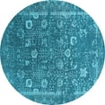 thumbnail image 1 of Ahgly Company Indoor Round Oriental Light Blue Industrial Area Rugs, 4' Round, 1 of 4