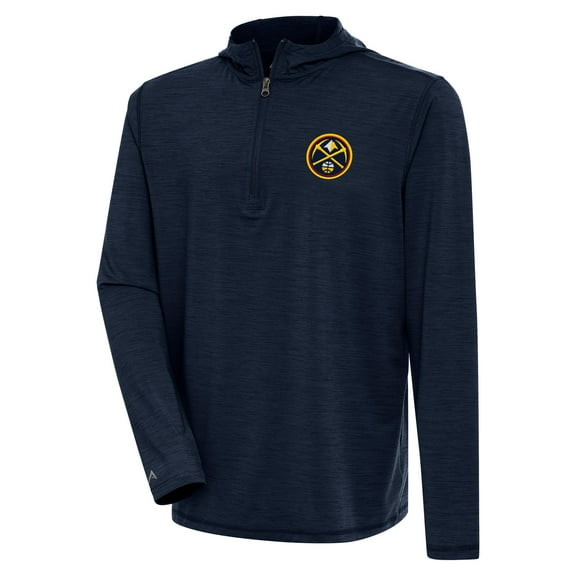 Men's Antigua Heather Navy Denver Nuggets Tidy Quarter-Zip Lightweight Pullover Top