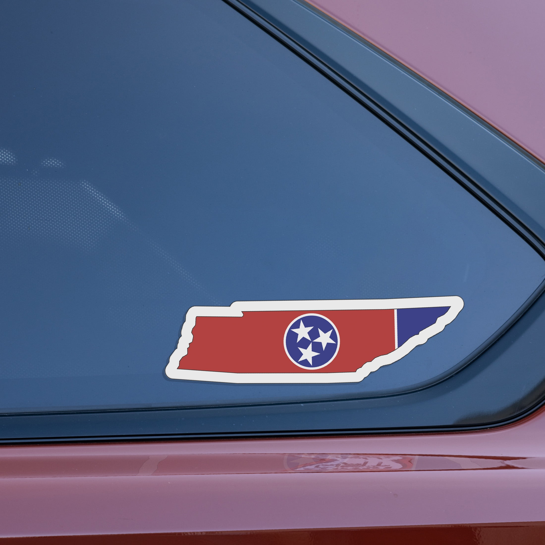 (2 pack) Auto Drive Tennessee State Vinyl Auto Decal, Multicolor, 8.75” x 2.5”