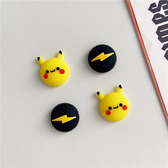 Cat and Star (4 unidades) - Tapas de agarre compatibles con Switch & Switch Lite, tapas de agarre de silicona suave para controlador de juego Joy-Con, cubierta analógica 3D