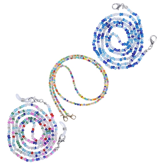 COOPHYA 3Pcs Style Eyeglass Chains Assorted Color Prevent Glasses from Falling Glass Alloy Plastic 70x0.5in