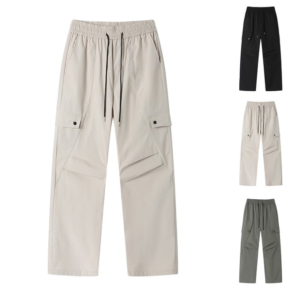 Men's Cargo Pants Trousers Joggers, Relaxed Fit Elastic Waist Drawstring Multi-Pockets, Stretchy Lightweight Breathable Quick Dry, Casual Daily Hiking Work Outdoor Travel,