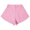 thumbnail image 5 of Sngxgn Women's High Waisted Jean Shorts Casual Raw Hem Zip up Denim Shorts with Pockets(Pink,M), 5 of 7