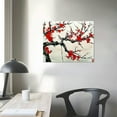 thumbnail image 4 of ONETECH  Traditional Chinese Painting of Plum Blossom Canvas Prints Framed Red Plum Blossom Wall Art Plum Flowers Print Painting, 4 of 6