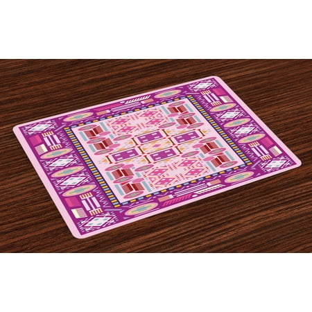 

Afghan Placemats Set of 4 Traditional Oriental Design with Simplistic Geometric Shapes Eastern Culture Motif Washable Fabric Place Mats for Dining Room Kitchen Table Decor Multicolor by Ambesonne