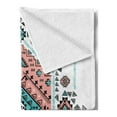 thumbnail image 2 of Tribal Soft Flannel Fleece Throw Blanket, Mexican Symmetrical Design 4 Corner Art Pattern, Cozy Plush for Indoor and Outdoor Use, 70" x 90", Teal and Coral Pink, by Ambesonne, 2 of 5