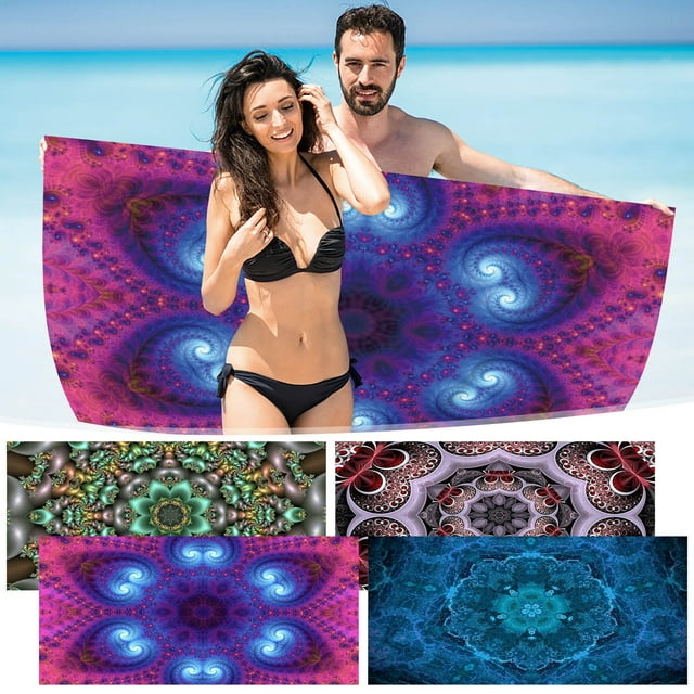 Fiudx Toalla de Playa de Microfibra, Superligera y Resistente a La Arena, de Secado Rápido, Compacta y Portátil, Ideal para Playa, Piscina y Camping. Tamaño: 76 X 152 Cm.