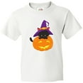 thumbnail image 3 of Inktastic Black Cat, Pumpkin, Cat With Witch Hat, Halloween Youth T-Shirt, 3 of 5