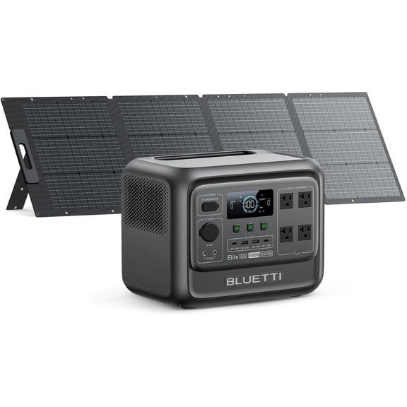 BLUETTI Elite 100 V2 Portable Power Station, 1024Wh Solar Generator with 200W Solar Panel, 1800W AC Outlets for Camping, Home Backup, Emergency Use