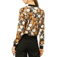 thumbnail image 4 of Allegra K Women's Stand Collar Zip up Floral Prints Crop Length Bomber Jacket, 4 of 7